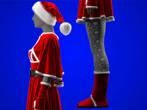 Mrs Santa Costume 3D Model