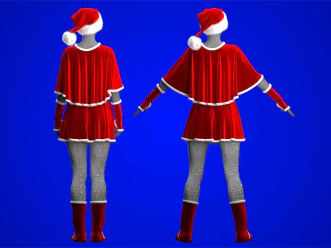Mrs Santa Costume 3D Model