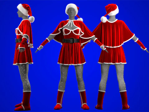 Mrs Santa Costume 3D Model