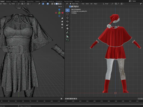 Mrs Santa Costume 3D Model