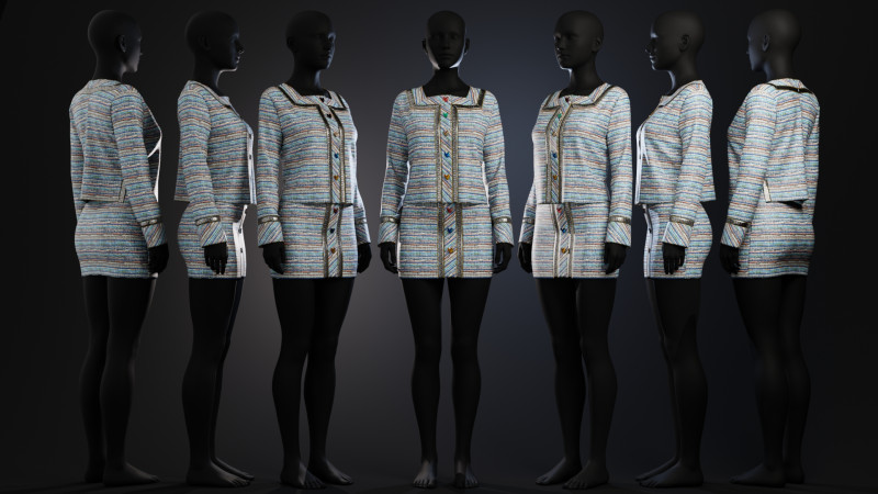 Multicolor Suit with Heart Accessories 3D Model .c4d .max .obj .3ds .fbx .stl .blend