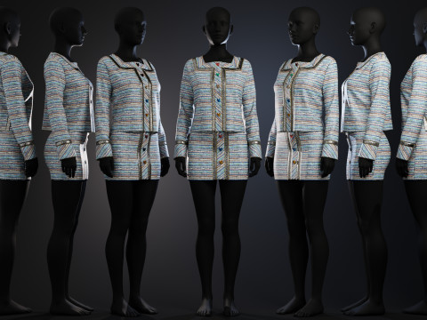 Multicolor Suit with Heart Accessories Model 3D