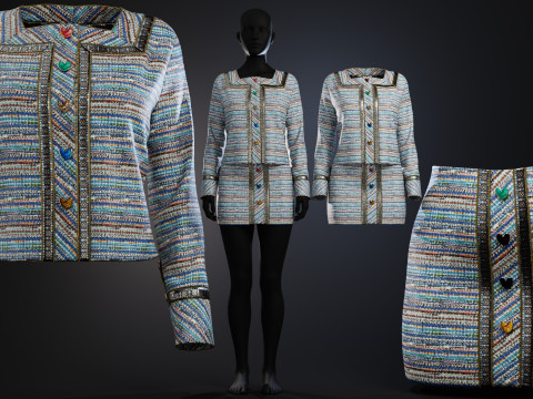 Multicolor Suit with Heart Accessories 3D Model