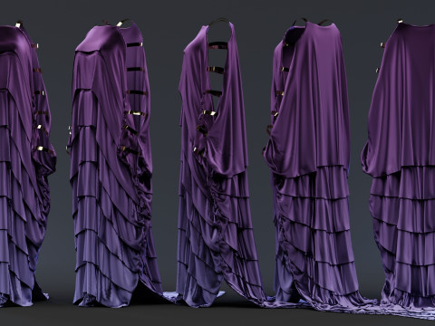 Multilayered Dress with a Tail Model 3D