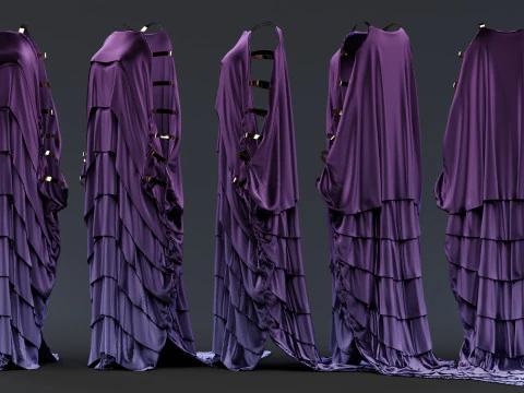 Multilayered Dress with a Tail 3D Model
