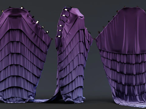 Multilayered Dress with a Tail 3D Model