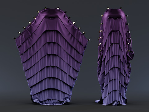 Multilayered Dress with a Tail Model 3D