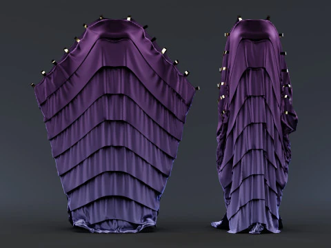 Multilayered Dress with a Tail 3D Model