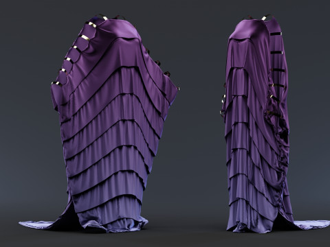 Multilayered Dress with a Tail Model 3D
