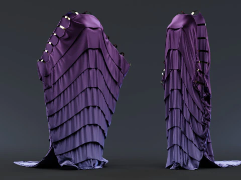 Multilayered Dress with a Tail 3D Model