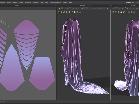 Multilayered Dress with a Tail Model 3D