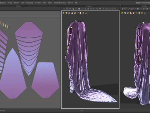 Multilayered Dress with a Tail 3D Model