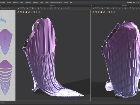 Multilayered Dress with a Tail Model 3D