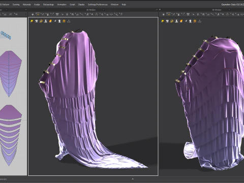 Multilayered Dress with a Tail 3D Model