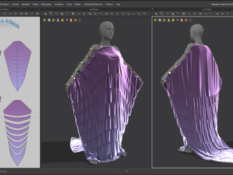 Multilayered Dress with a Tail Model 3D
