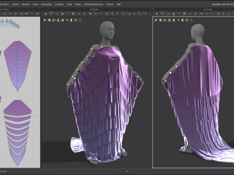 Multilayered Dress with a Tail 3D Model
