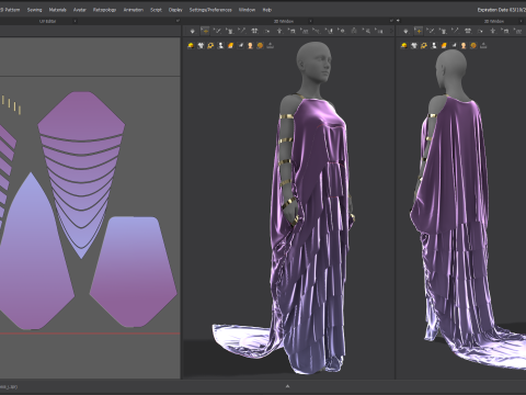 Multilayered Dress with a Tail Model 3D