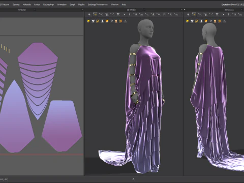 Multilayered Dress with a Tail 3D Model