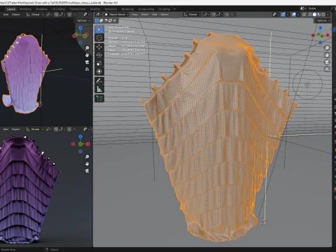 Multilayered Dress with a Tail 3D Model