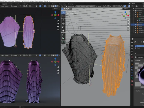 Multilayered Dress with a Tail 3D Model