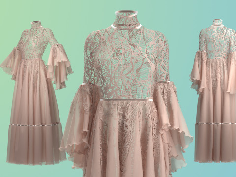 Ophelia Lace Dress 3D Model