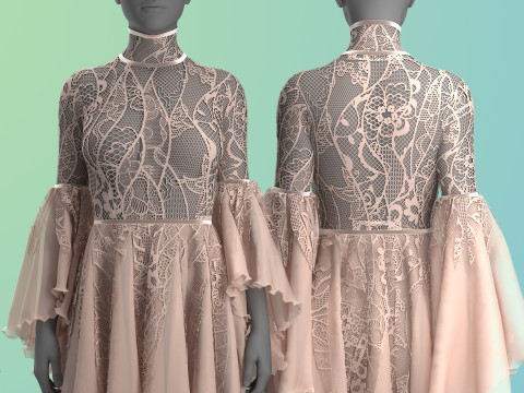 Ophelia Lace Dress 3D Model