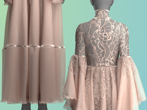 Ophelia Lace Dress 3D Model