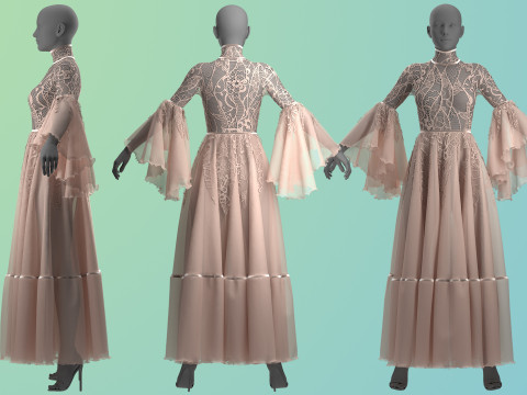 Ophelia Lace Dress 3D Model