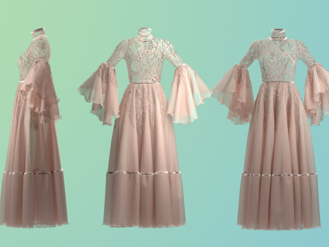Ophelia Lace Dress 3D Model