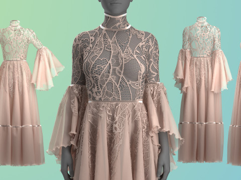 Ophelia Lace Dress 3D Model