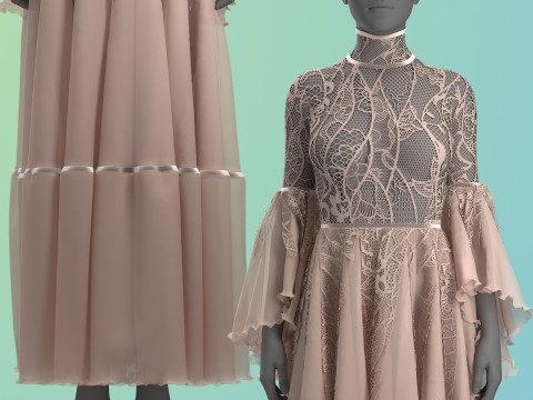 Ophelia Lace Dress 3D Model