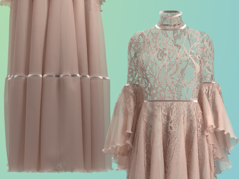 Ophelia Lace Dress 3D Model