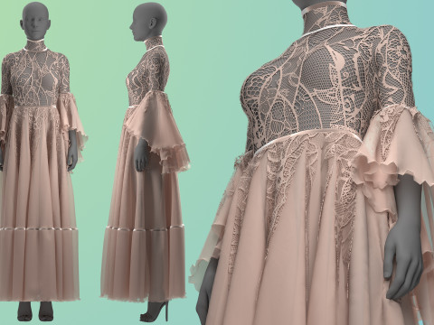 Ophelia Lace Dress 3D Model