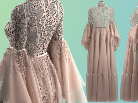 Ophelia Lace Dress 3D Model