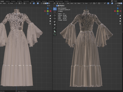 Ophelia Lace Dress 3D Model