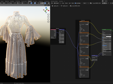 Ophelia Lace Dress 3D Model