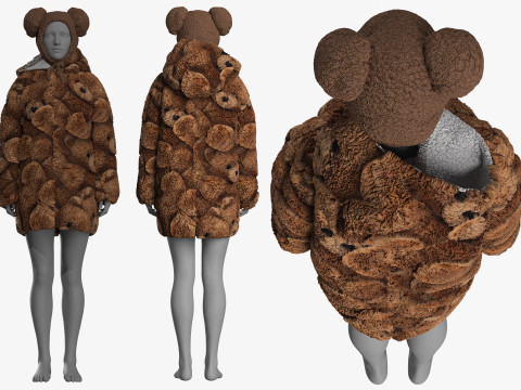 Oversize Sherpa Jacket and Hat Modelo 3D