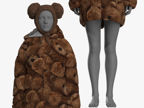 Oversize Sherpa Jacket and Hat Modelo 3D