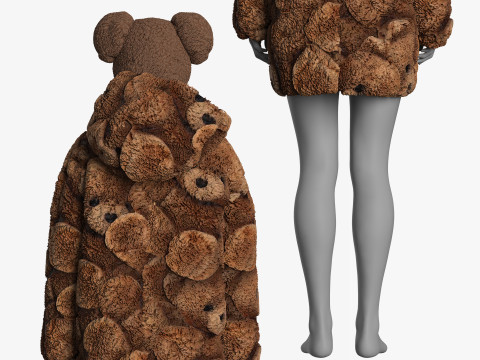 Oversize Sherpa Jacket and Hat Modelo 3D