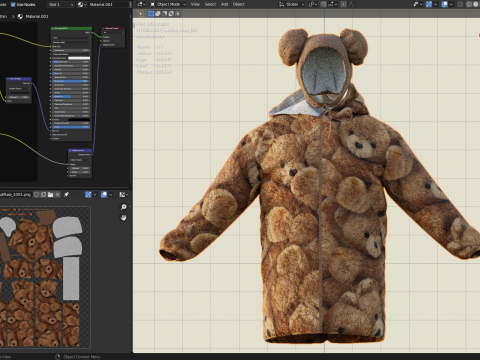 Oversize Sherpa Jacket and Hat Modelo 3D