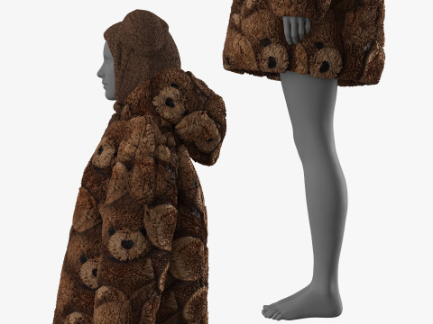 Oversize Sherpa Jacket and Hat Modelo 3D