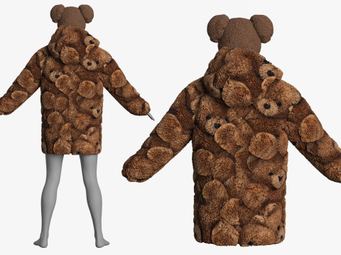 Oversize Sherpa Jacket and Hat Modelo 3D