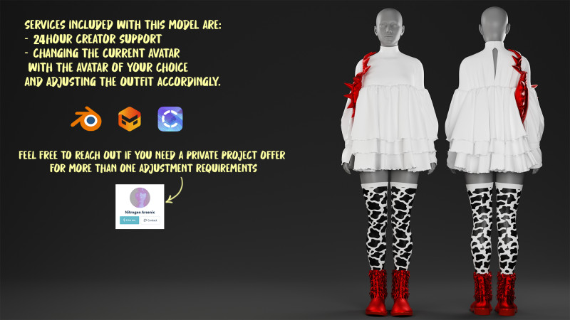 Oversize Optic White Dress With Red boots and Spiked Tote Modelo 3D .c4d .max .obj .3ds .fbx .stl .blend