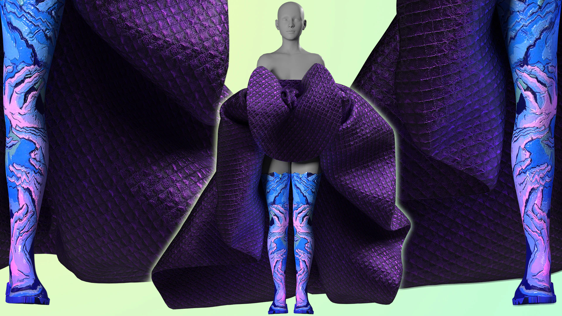 Quilted Taffeta Dress 3D Model .c4d .max .obj .3ds .fbx .stl .blend 