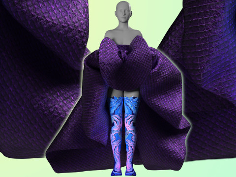Quilted Taffeta Dress Modello 3D