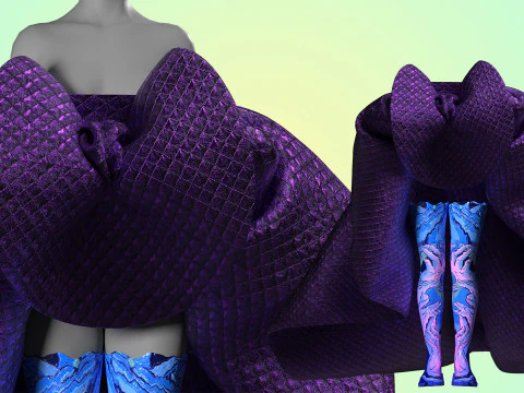 Quilted Taffeta Dress 3D Model