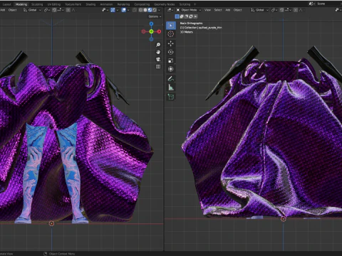 Quilted Taffeta Dress 3D Model