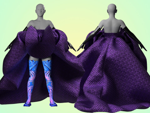 Quilted Taffeta Dress Modèle 3D