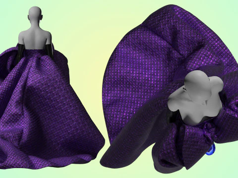 Quilted Taffeta Dress 3D Model
