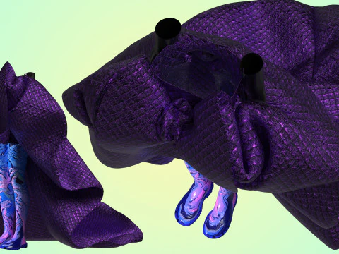 Quilted Taffeta Dress 3D Model
